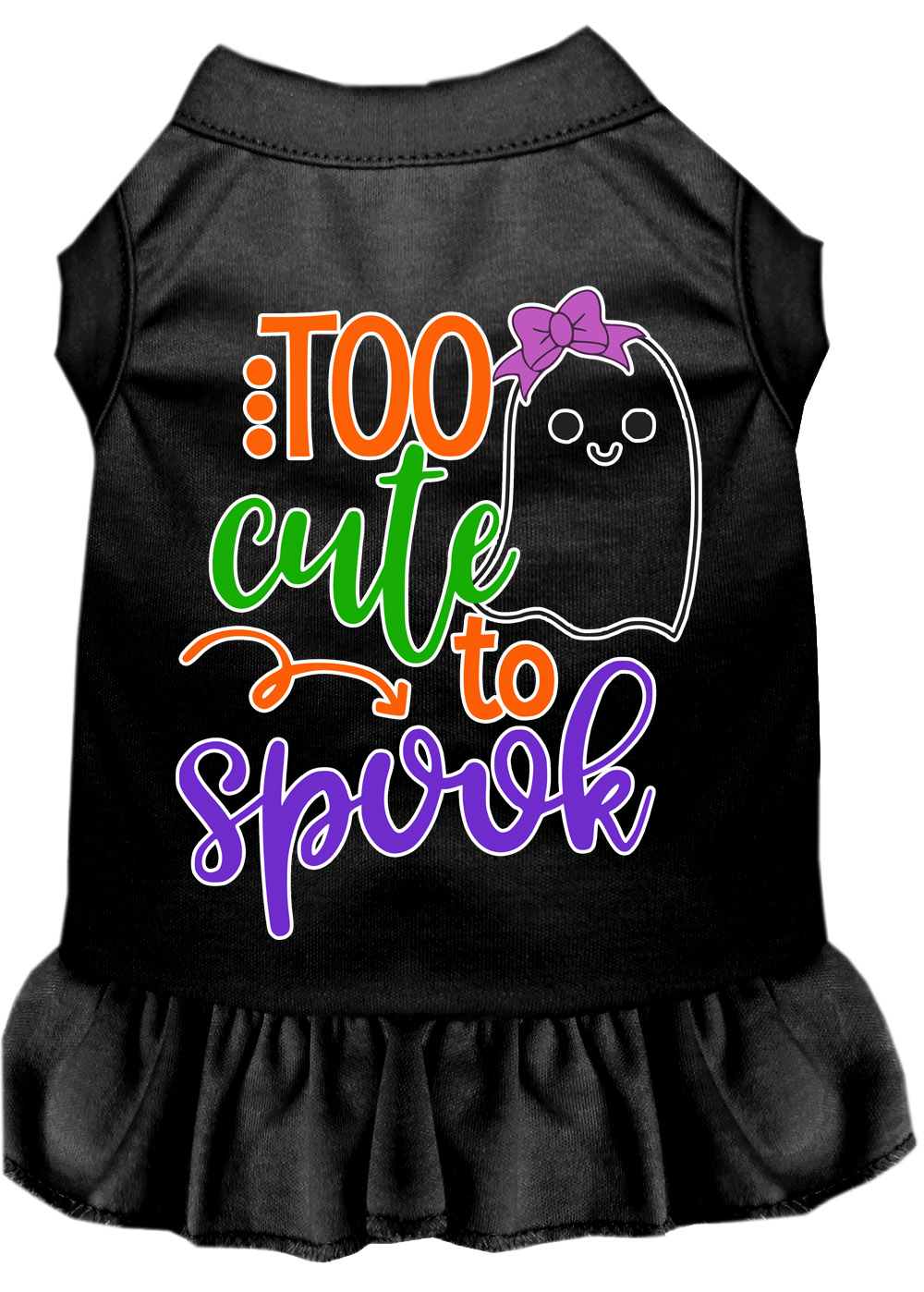 Too Cute to Spook-Girly Ghost Screen Print Dog Dress Black XXXL